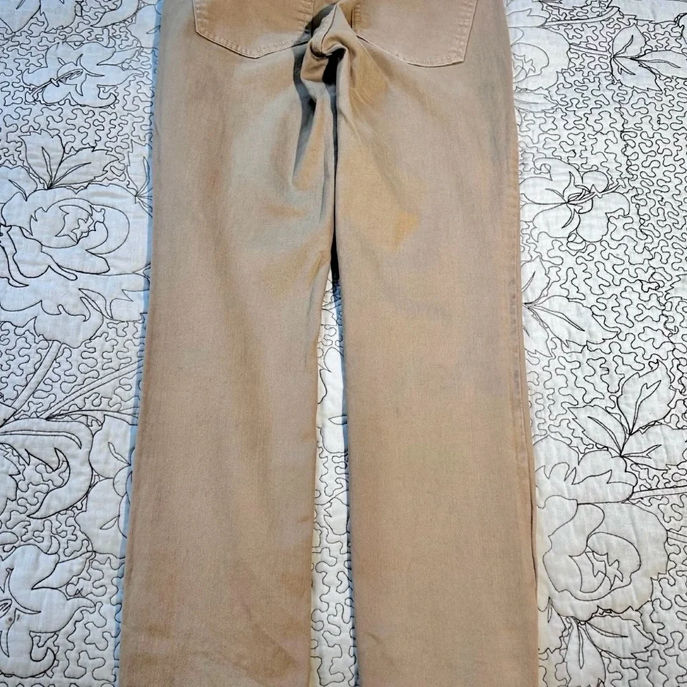 Tory Burch Emmy Beige Slim Ankle Pants Gold Snap Detail Stretch Sz 26💛